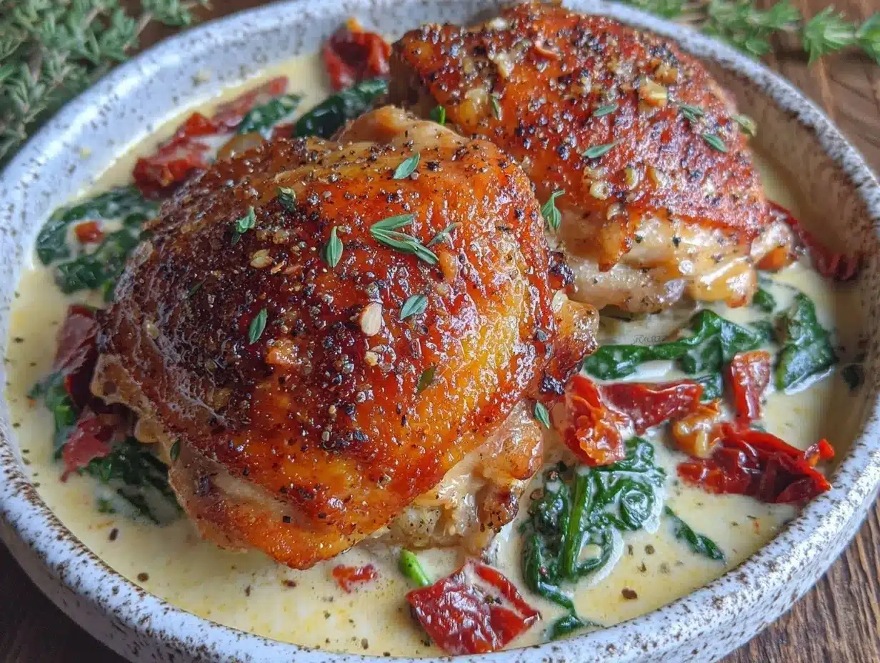 creamy low-carb tuscan chicken thighs preparation steps