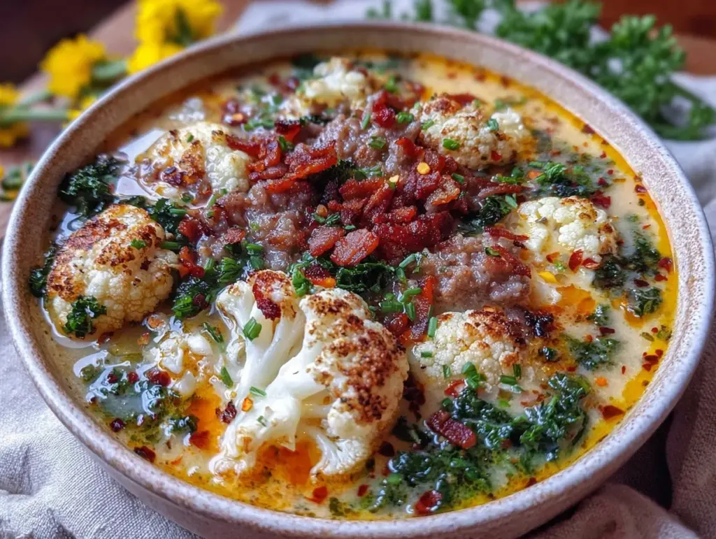 creamy low-carb zuppa toscana - featured image