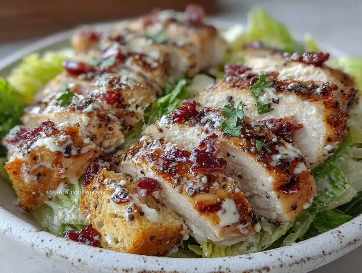 crispy low-carb grilled chicken caesar salad preparation steps