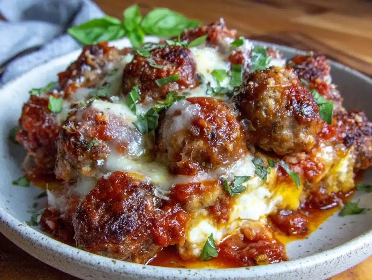 easy cheesy keto meatball casserole preparation steps