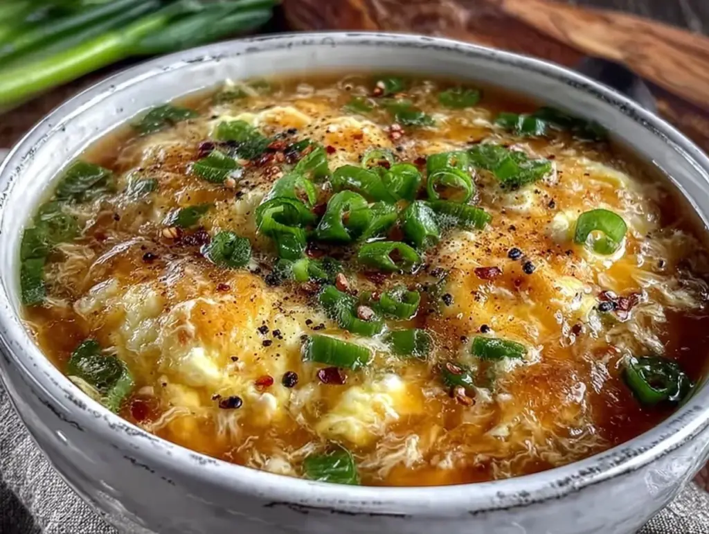 easy creamy keto egg drop soup - featured image
