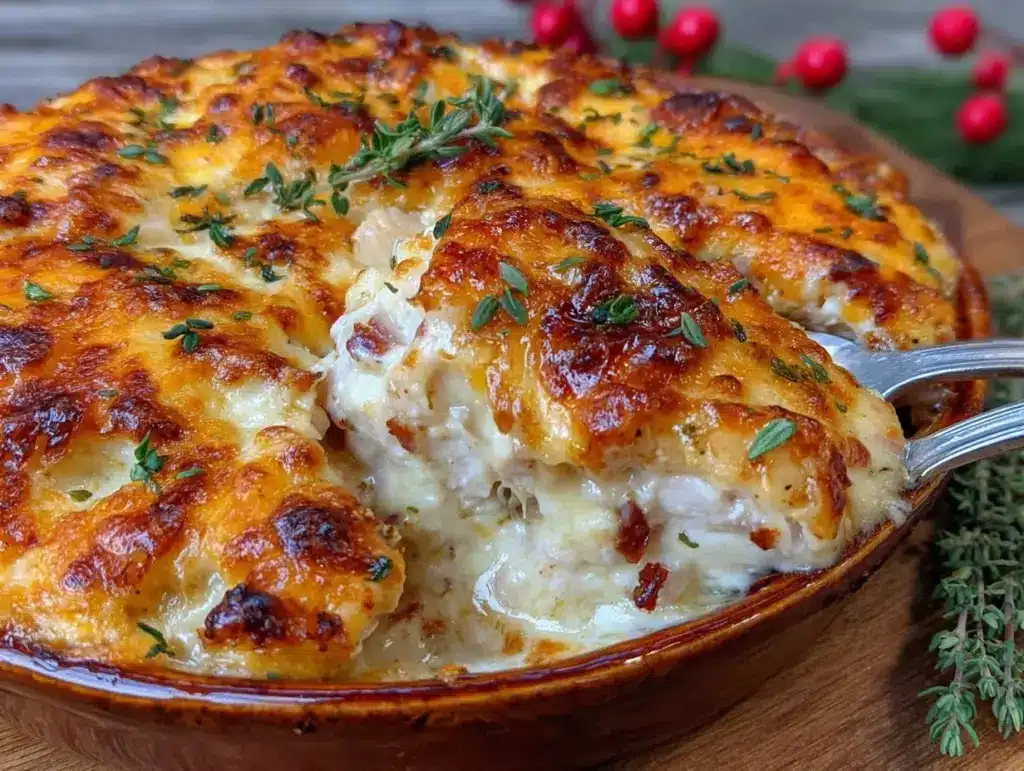 easy creamy low-carb chicken cordon bleu casserole - featured image