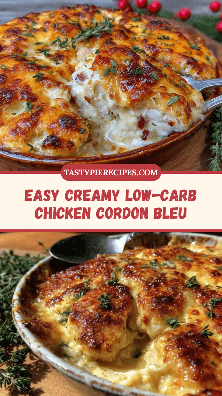 easy creamy low-carb chicken cordon bleu casserole recipe
