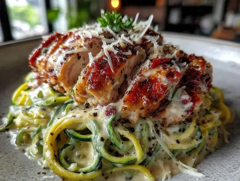 healthy low-carb chicken Alfredo - featured image