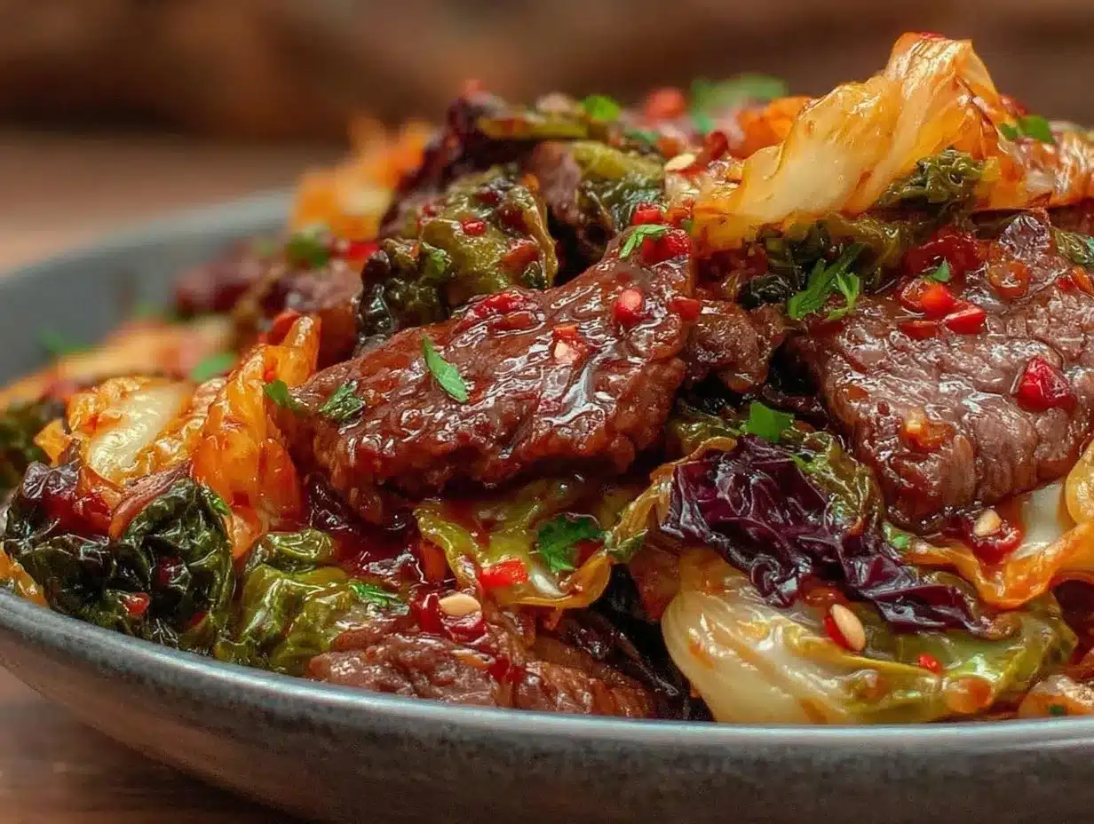 keto beef and crispy cabbage stir fry preparation steps