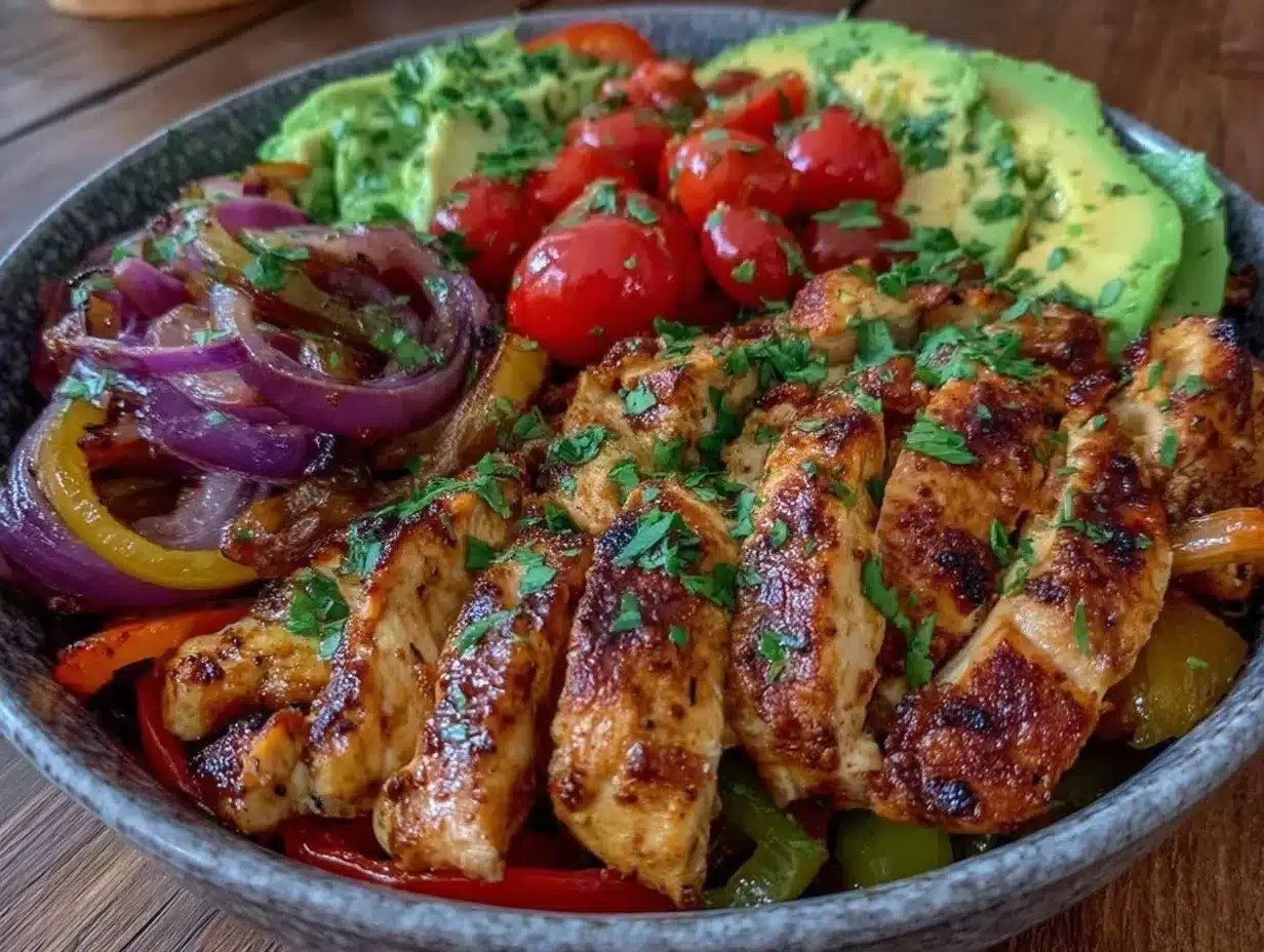 keto chicken fajita bowl preparation steps