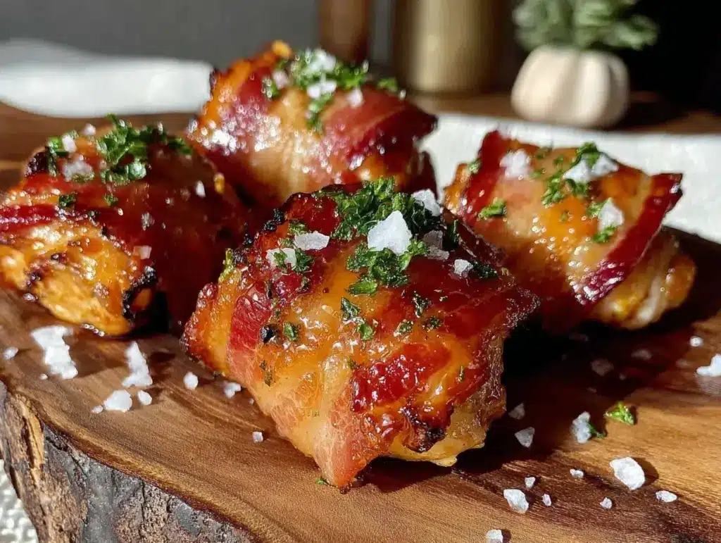 low-carb bacon-wrapped chicken bites - featured image