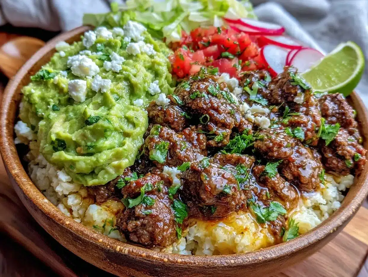 low-carb beef burrito bowl preparation steps
