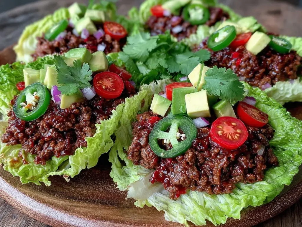 low-carb beef taco lettuce wraps - featured image