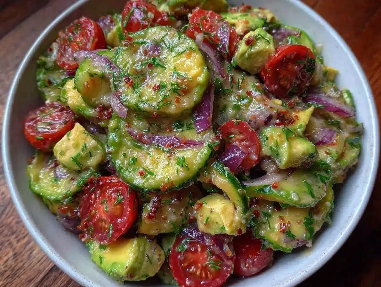 low-carb cucumber avocado salad preparation steps