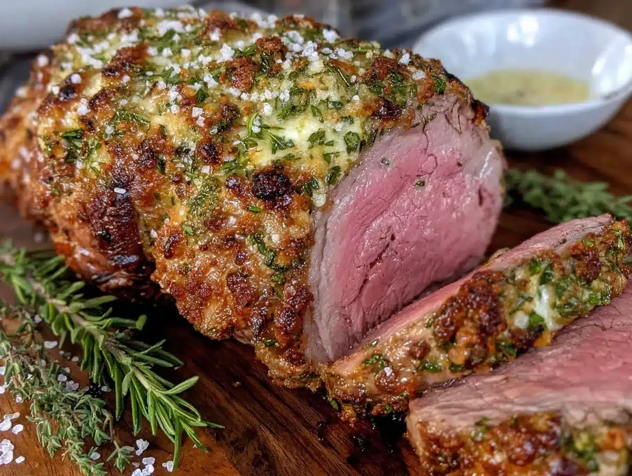 low-carb herb-crusted leg of lamb preparation steps
