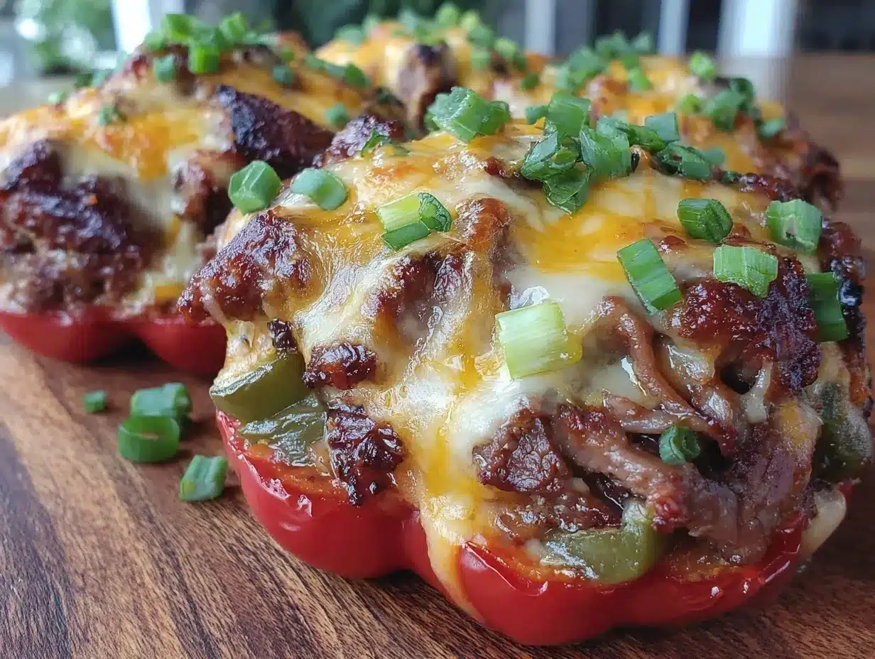 low-carb philly cheesesteak stuffed peppers preparation steps