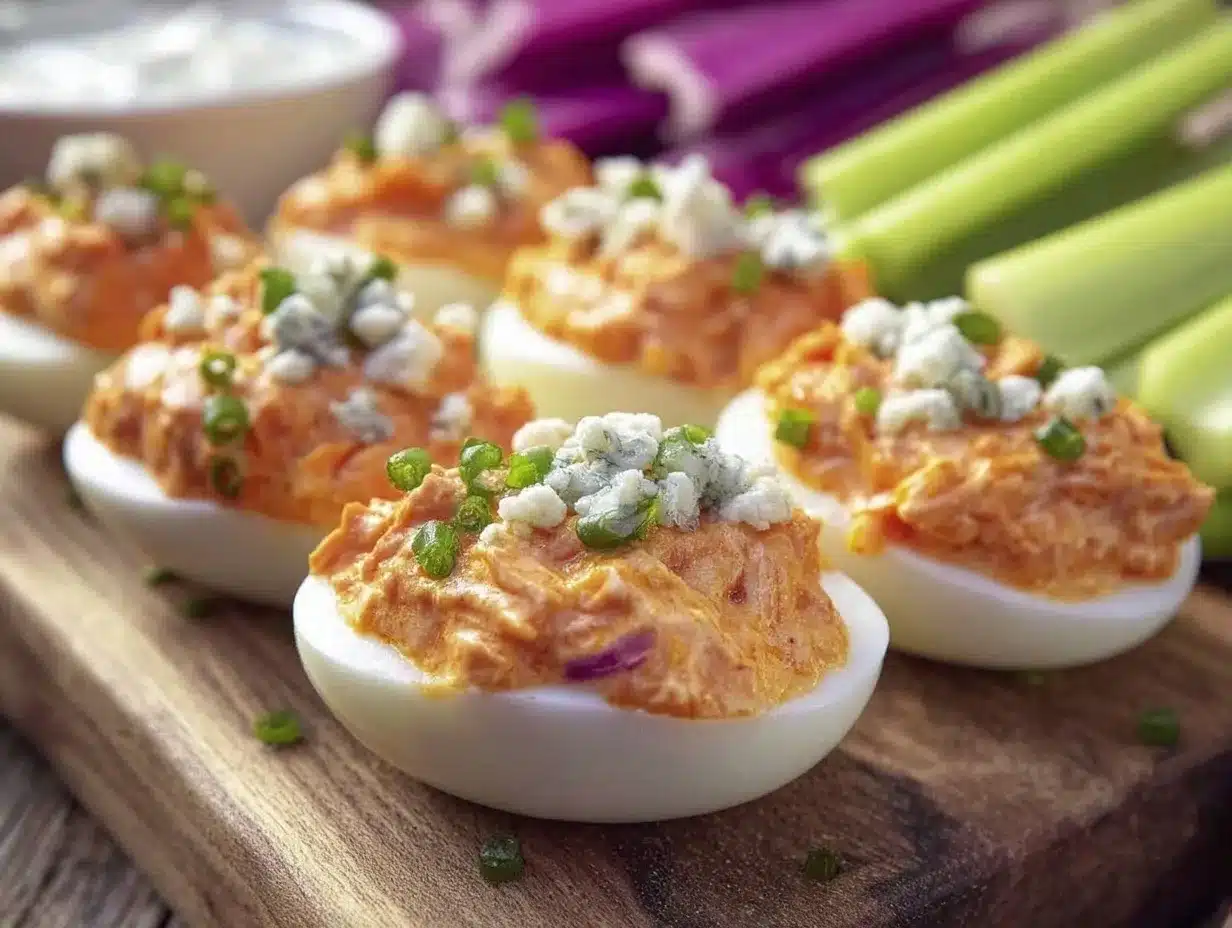 buffalo chicken deviled eggs preparation steps
