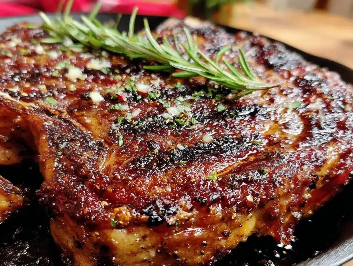 campfire cast iron cowboy steak preparation steps