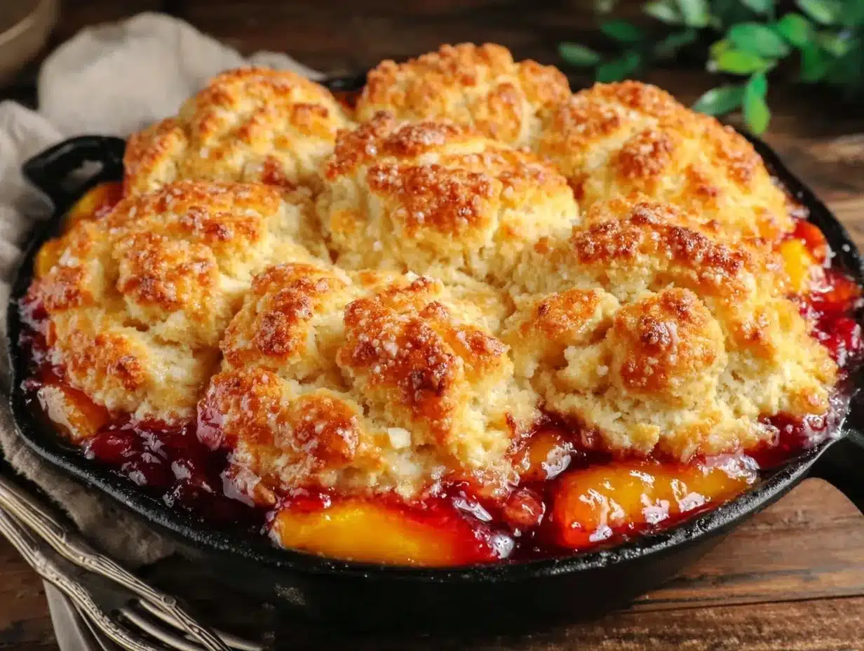 cast iron peach cobbler preparation steps