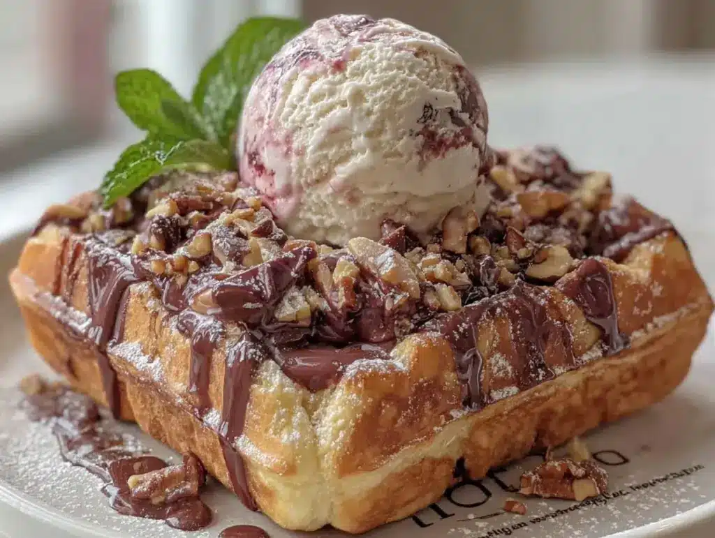 chocolate chip waffle sundae - featured image