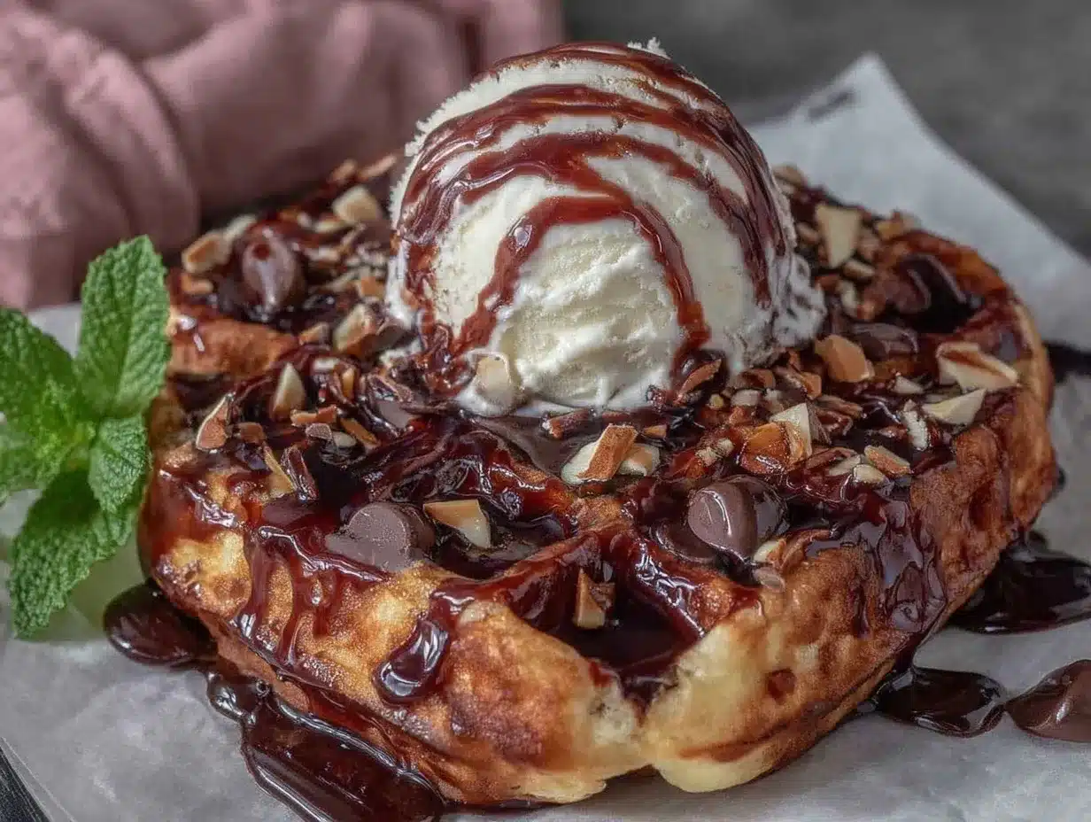 chocolate chip waffle sundae preparation steps