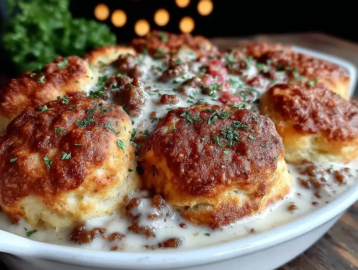 cozy biscuits and gravy casserole preparation steps