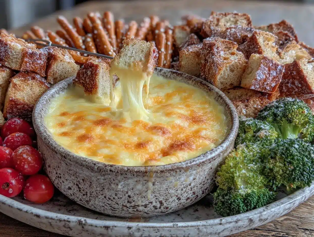 creamy beer and cheddar fondue preparation steps