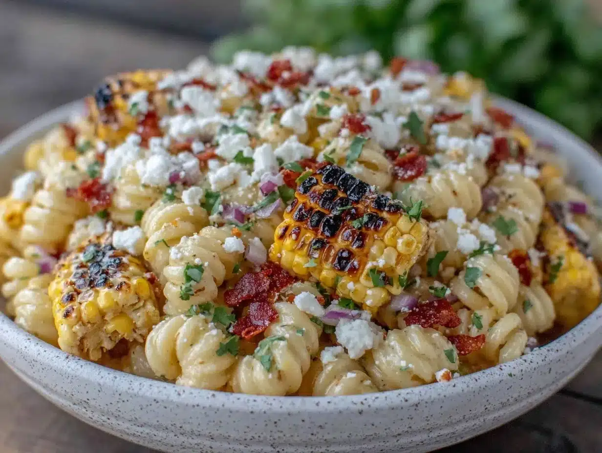 creamy elote-style pasta salad preparation steps