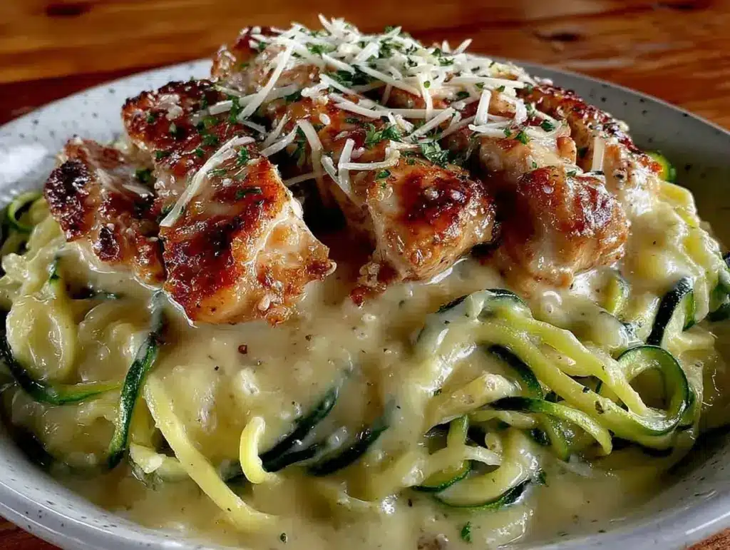 creamy keto chicken alfredo - featured image