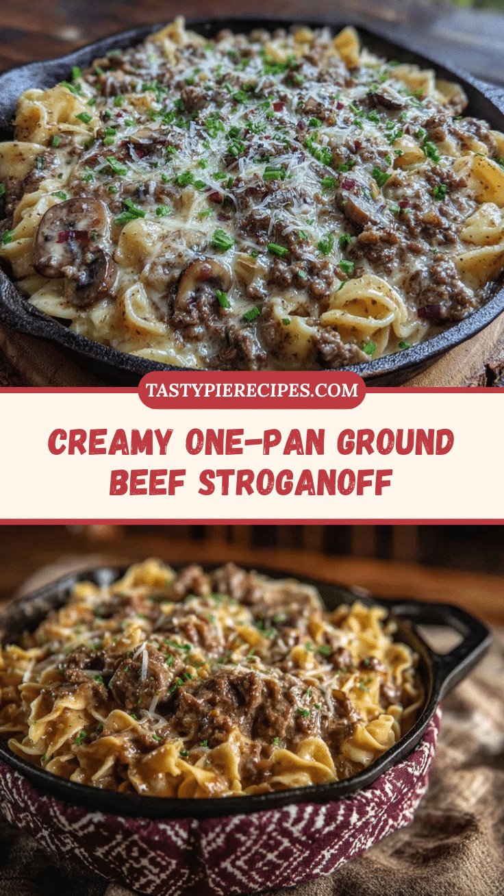 creamy one-pan ground beef stroganoff recipe