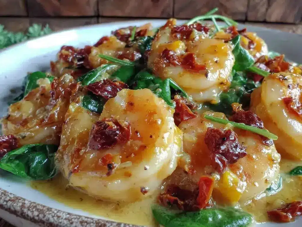 creamy tuscan shrimp - featured image
