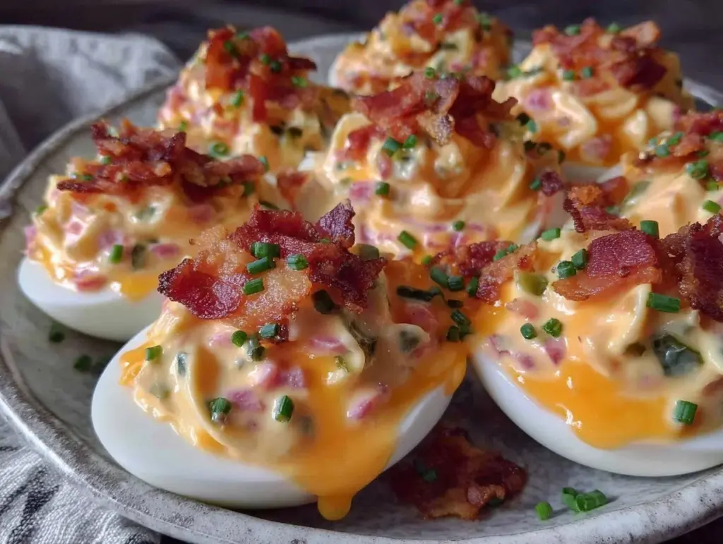 crispy bacon jalapeño deviled eggs - featured image