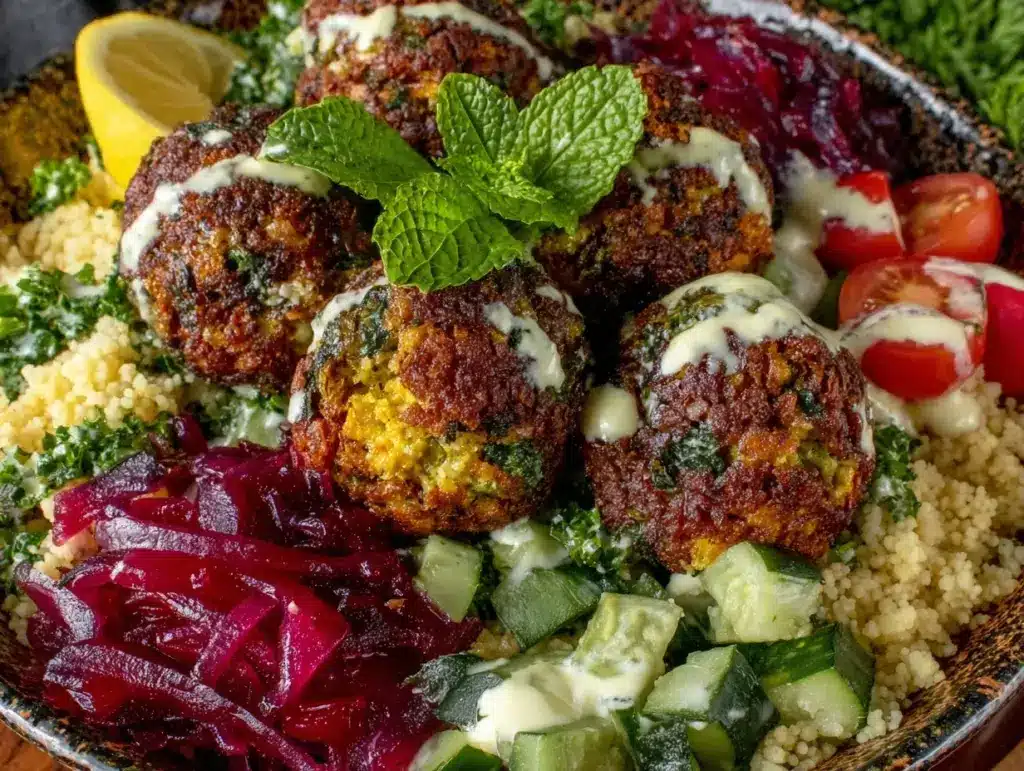 crispy mediterranean falafel bowl - featured image