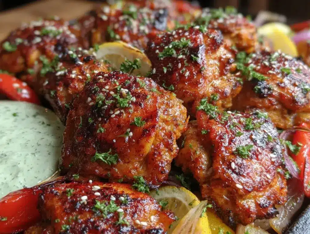 crispy sheet pan chicken shawarma - featured image