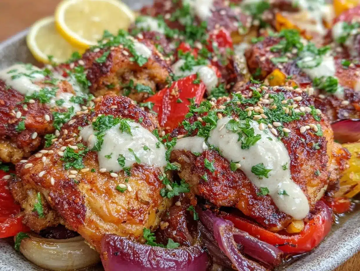 crispy sheet pan chicken shawarma preparation steps