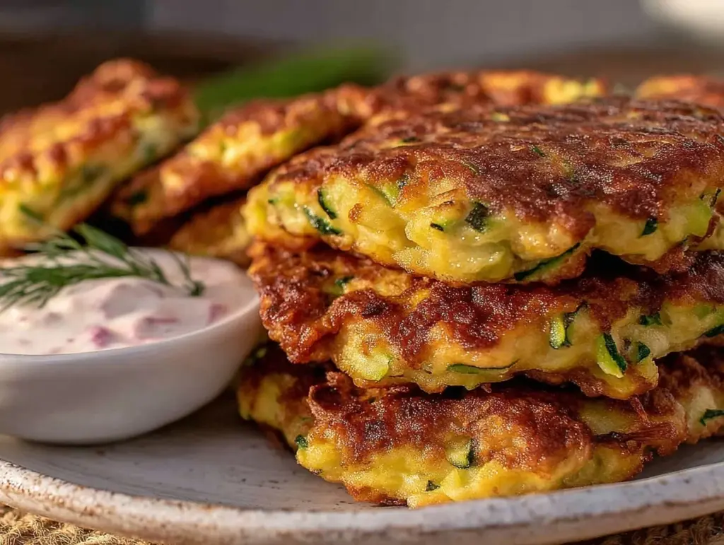 crispy zucchini fritters - featured image