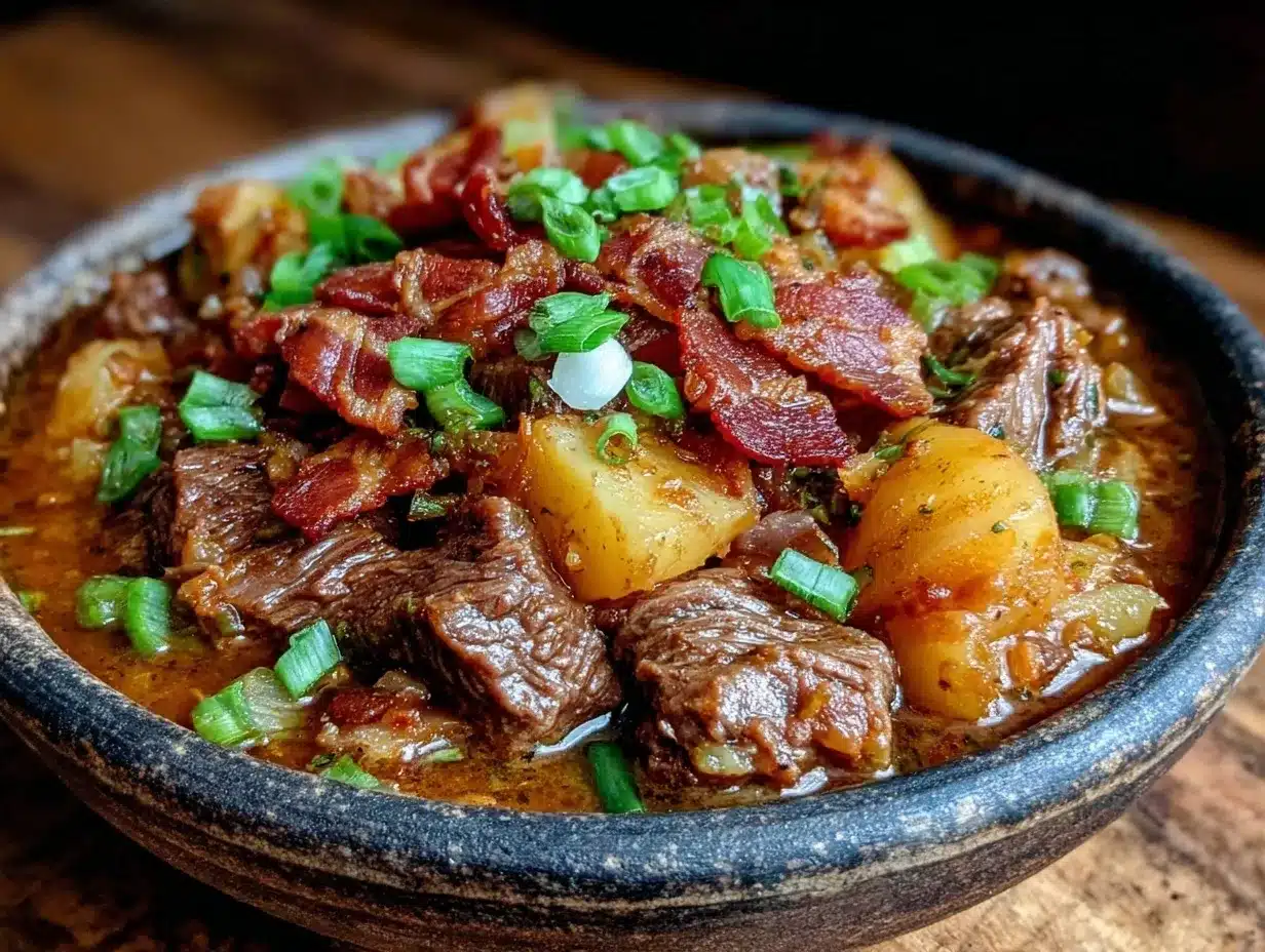 crockpot loaded steak and potato soup preparation steps