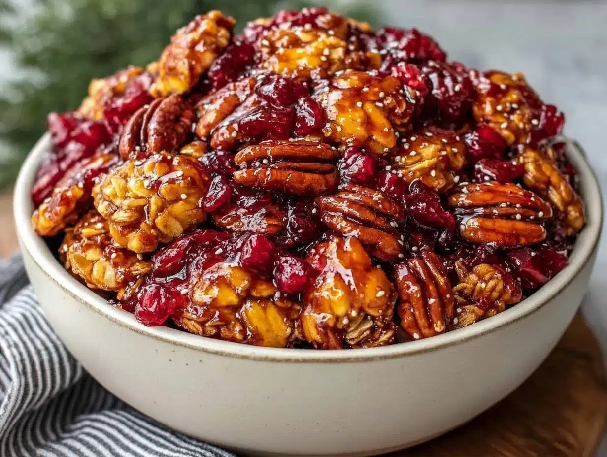 crunchy homemade granola with maple and pecans preparation steps