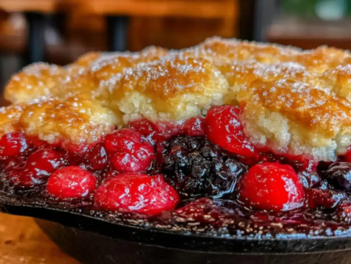 easy mixed berry cobbler cast iron skillet preparation steps