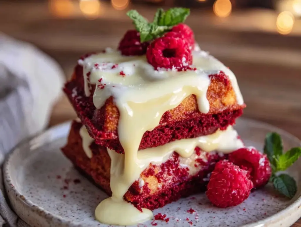 fluffy red velvet waffles - featured image