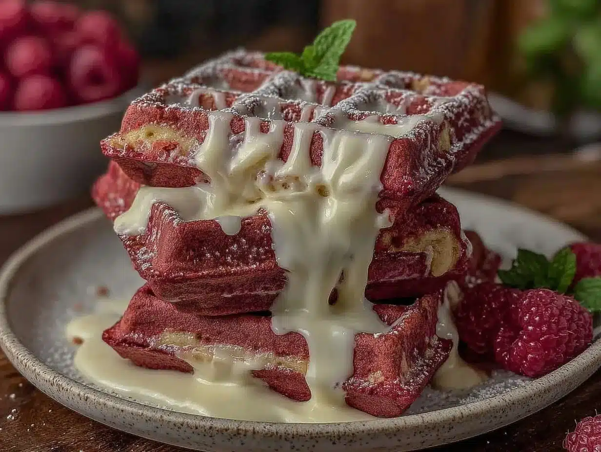 fluffy red velvet waffles preparation steps