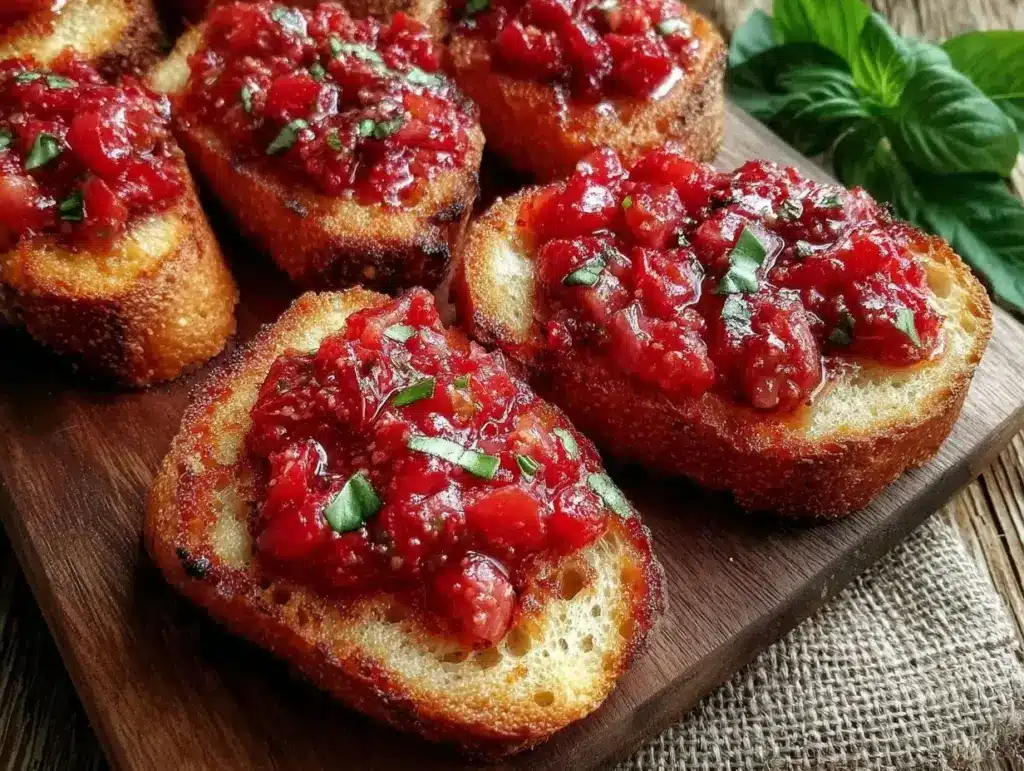 fresh classic tomato basil bruschetta - featured image