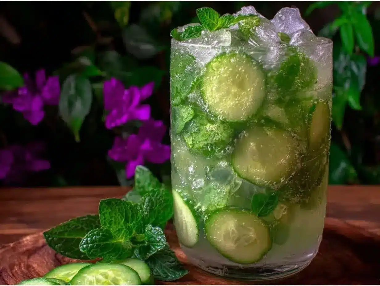 fresh cucumber mint detox water preparation steps