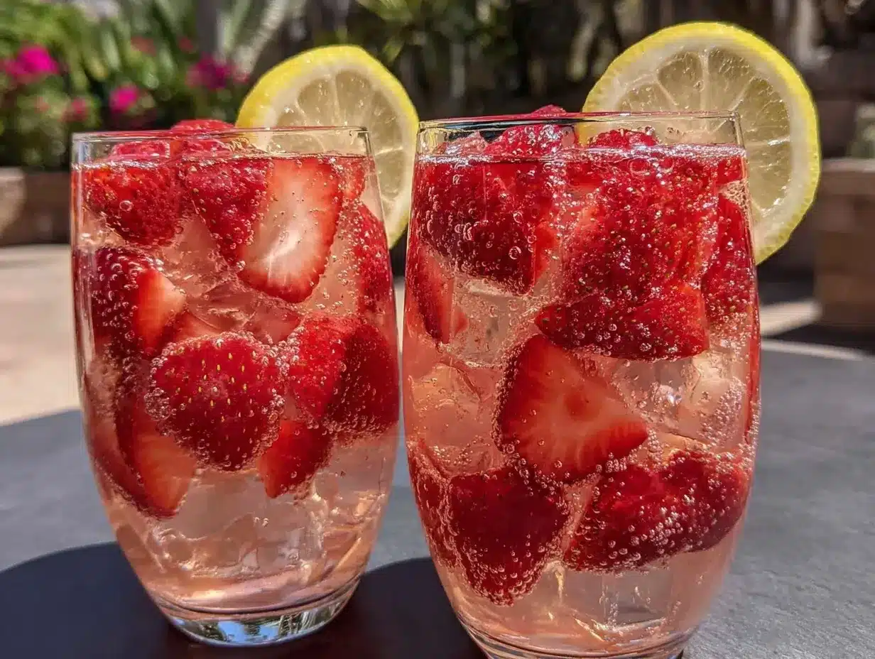 fresh strawberry lemon spa water preparation steps