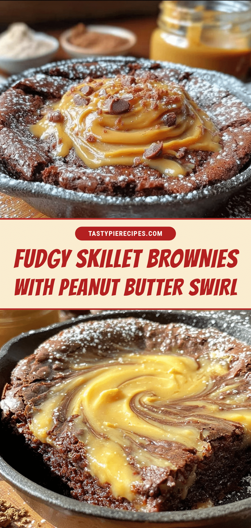 fudgy skillet brownies with peanut butter swirl recipe