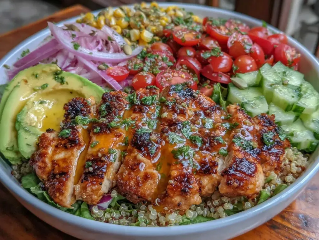 grilled chicken and avocado power bowl - featured image