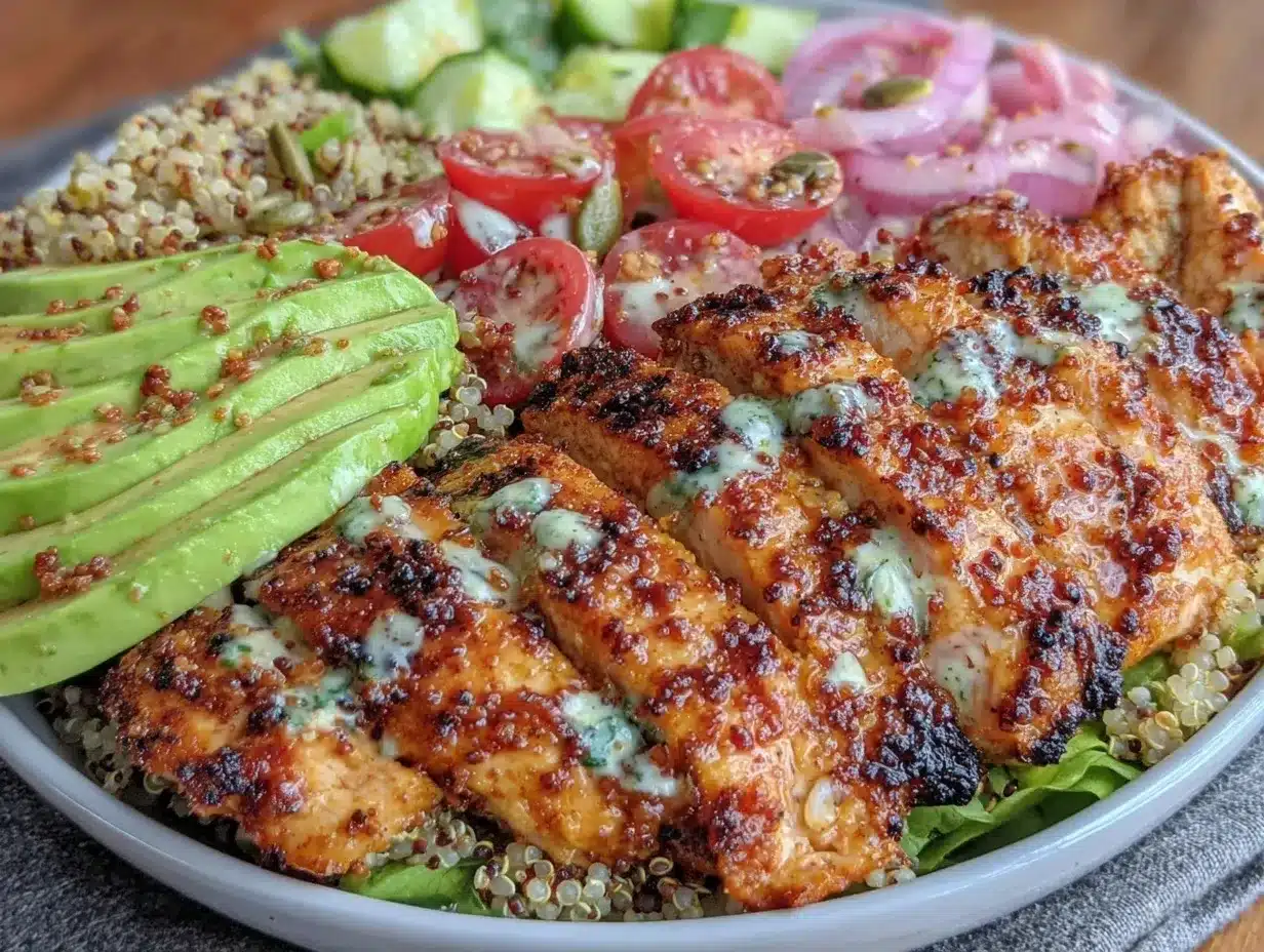 grilled chicken and avocado power bowl preparation steps