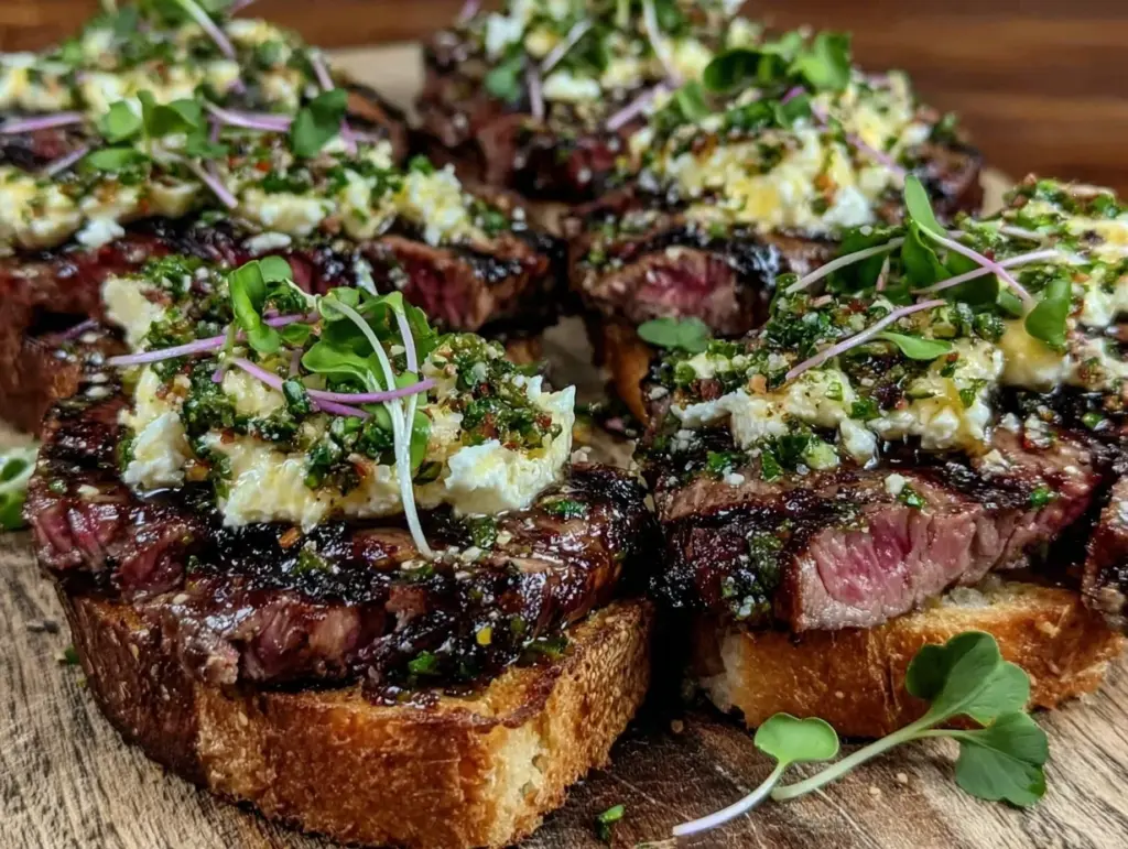 grilled steak bruschetta - featured image