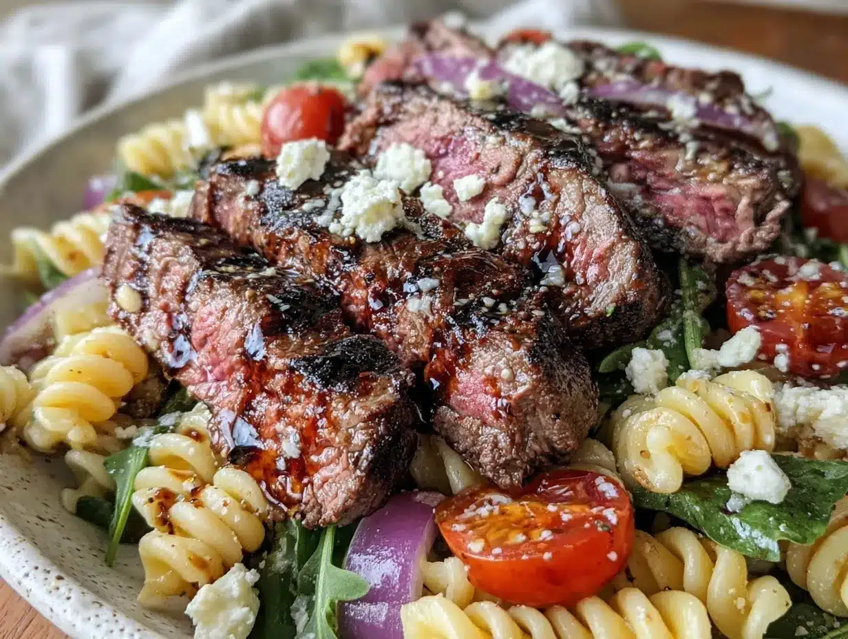 grilled steak pasta salad preparation steps