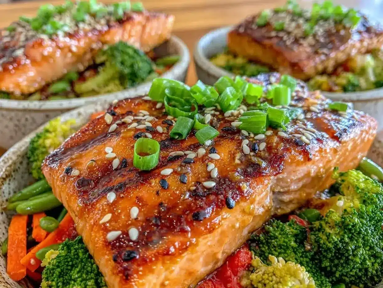 grilled teriyaki salmon bowls preparation steps