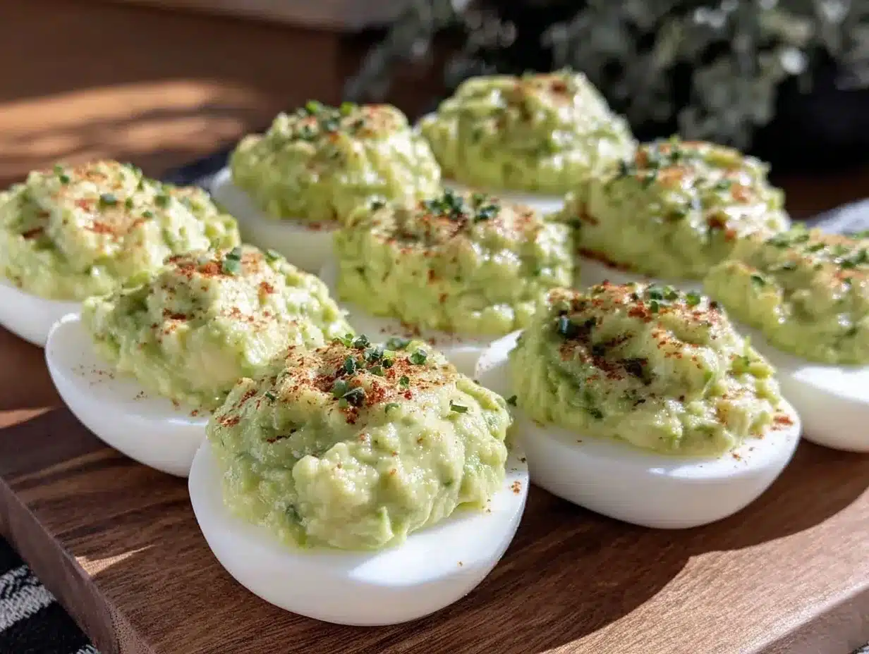healthy avocado deviled eggs without mayo preparation steps
