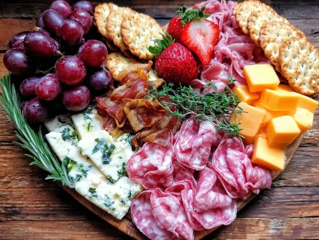 heart-shaped charcuterie board preparation steps