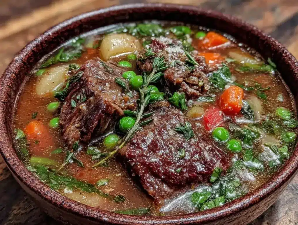 hearty beef and vegetable bone broth soup - featured image