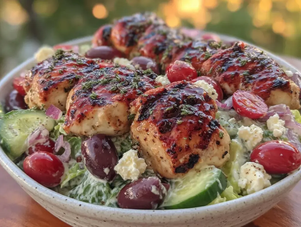 keto grilled chicken Greek salad - featured image